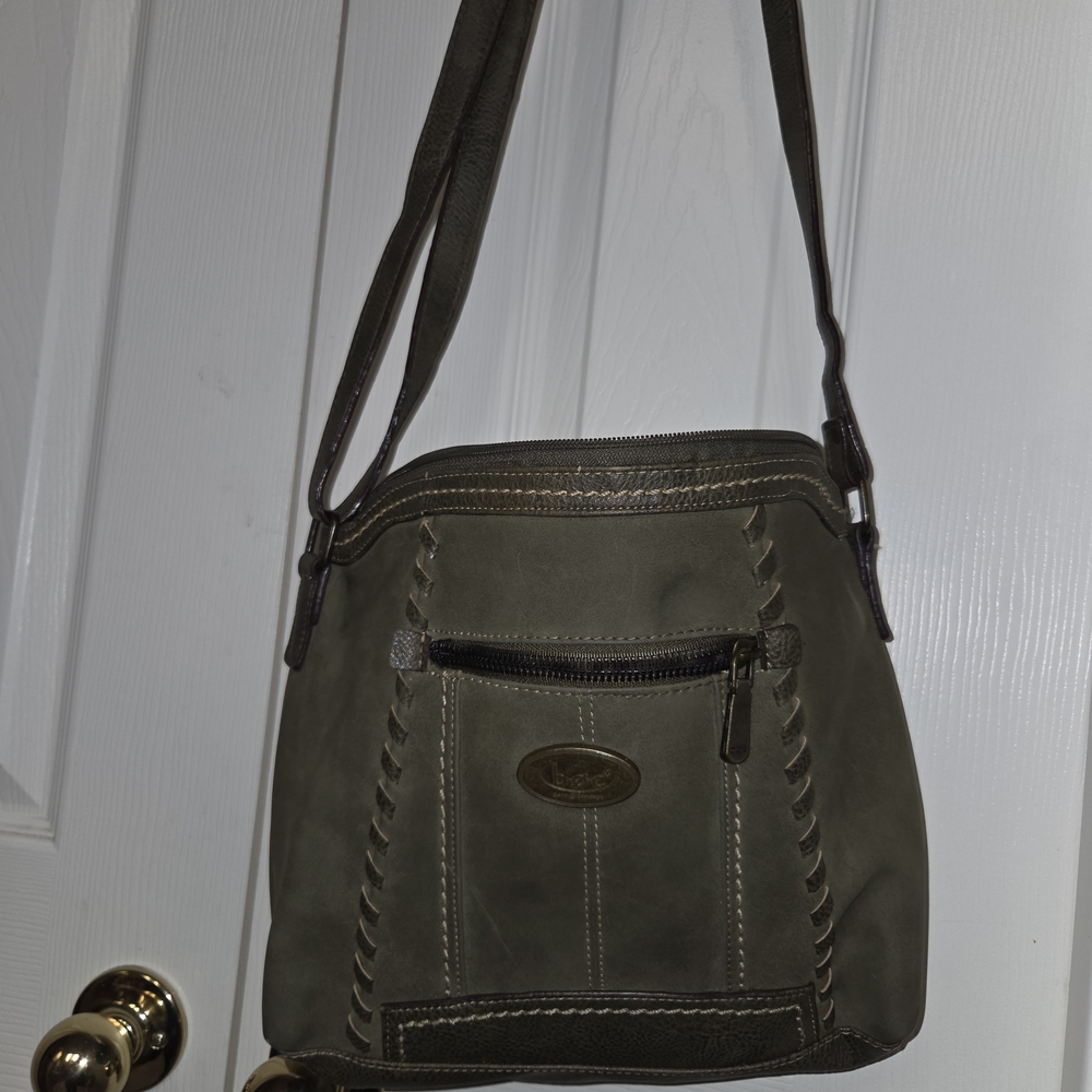 BOC Olive Green Leather Shoulder Bag